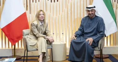 محمد بن زايد وميلوني يتباحثان سبل تعزيز الشراكة الاستراتيجية بين الإمارات وإيطاليا