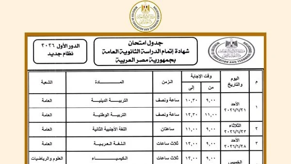 الإعلان عن جدول امتحانات الثانوية العامة 2026: تفاصيل جديدة حول مواعيد الامتحانات لكل الشعب