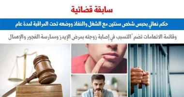 حبس زوج عامين بتهمة نقل فيروس الإيدز لزوجته نتيجة ممارسات شاذة وإهمال جسيم