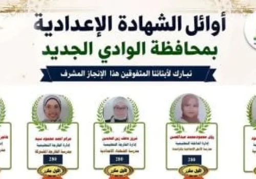 محافظ الوادي الجديد تعلن نتائج الشهادة الإعدادية 2026: نسبة نجاح 86% وتكريم للأوائل
