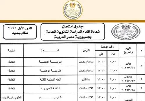 انطلاق امتحانات الثانوية العامة 2026 غدًا: أولى المواد التربية الدينية في التاسعة صباحًا