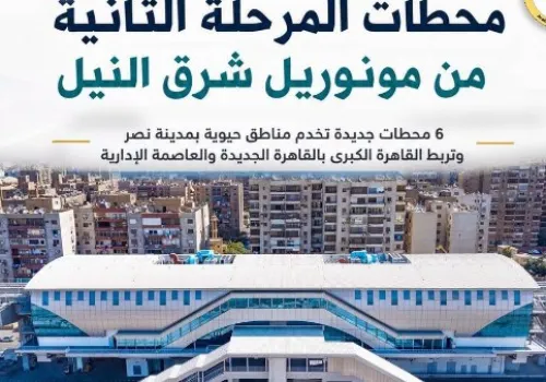غدًا: انطلاق المرحلة الثانية من مونوريل شرق النيل مع 22 محطة جديدة لتعزيز شبكة النقل في القاهرة