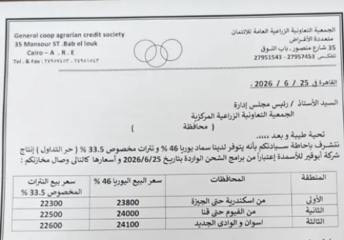 محافظة قنا تستقبل 312 ألف شيكارة أسمدة لدعم المزارعين وتعزيز الإنتاج الزراعي