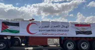 الهلال الأحمر المصري يرسل 3464 طنًا من المساعدات الغذائية والطبية إلى غزة في قافلة إنسانية جديدة
