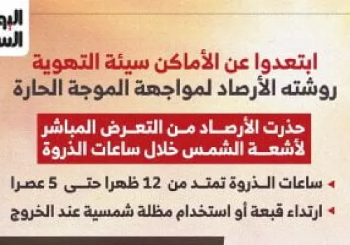 الأرصاد الجوية تقدم 6 نصائح حيوية لمواجهة الموجة الحارة في مصر
