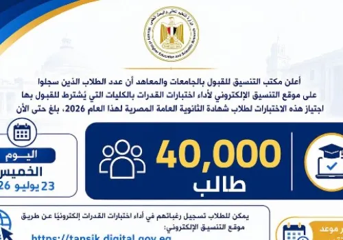 40 ألف طالب يتجهون لأداء اختبارات القدرات للقبول في الجامعات الحكومية لعام 2026