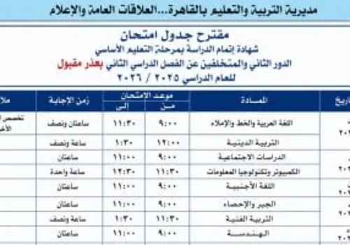 مديرية تعليم القاهرة تدعو طلاب الشهادة الإعدادية للالتزام بضوابط امتحانات الدور الثاني لضمان النزاهة والعدالة
